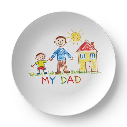 Personalized Kids Drawing Plate | Custom Child Artwork Printed on 10 Inch Dinner Plate | Gift for Dad Mom Grandma Grandpa | Unique Family Keepsake