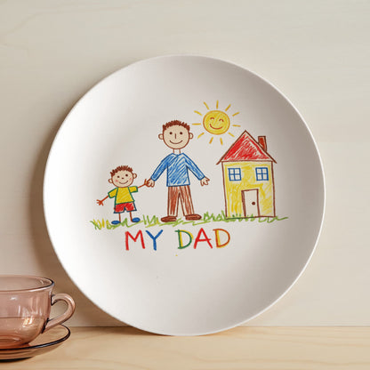 Personalized Kids Drawing Plate | Custom Child Artwork Printed on 10 Inch Dinner Plate | Gift for Dad Mom Grandma Grandpa | Unique Family Keepsake
